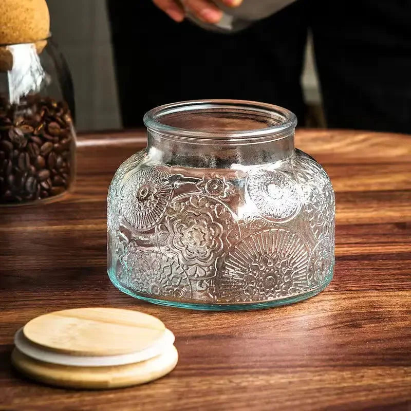 Glass Storage Jar of Crabapple Flower Clear Candy Box