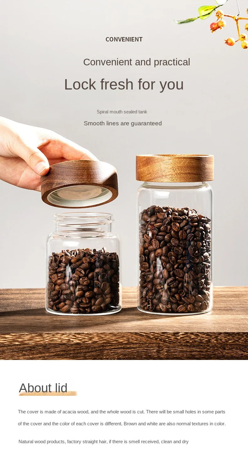 Acacia Wood Glass Storage Jar