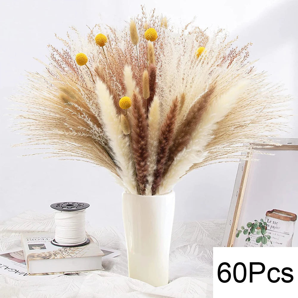Pampas Grass Decor Bouquet Natural Fluffy Dried Flowers