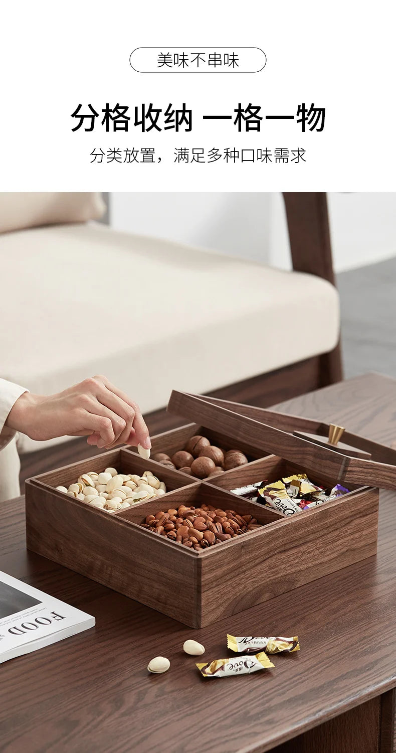 Premium Light Luxury Walnut Snack Storage Box