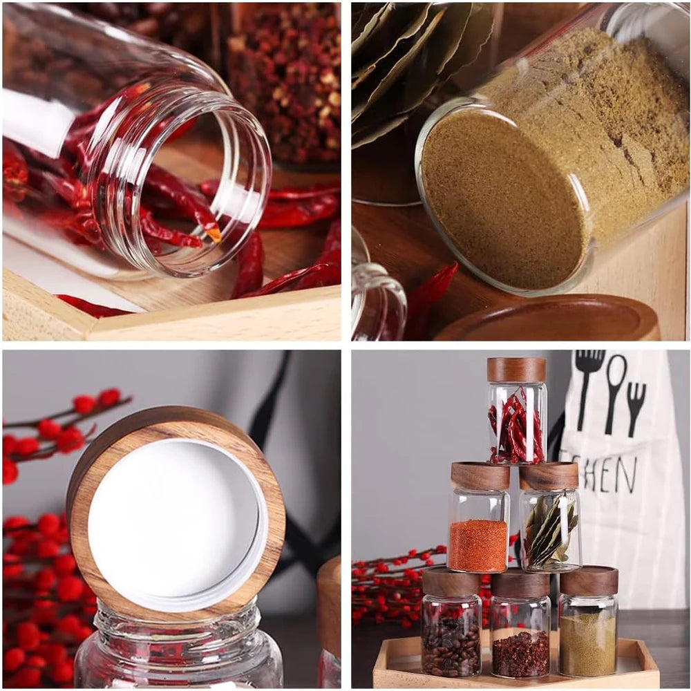 6Pcs Small Glass Spice Jars ,High Sealing Threaded Mouth