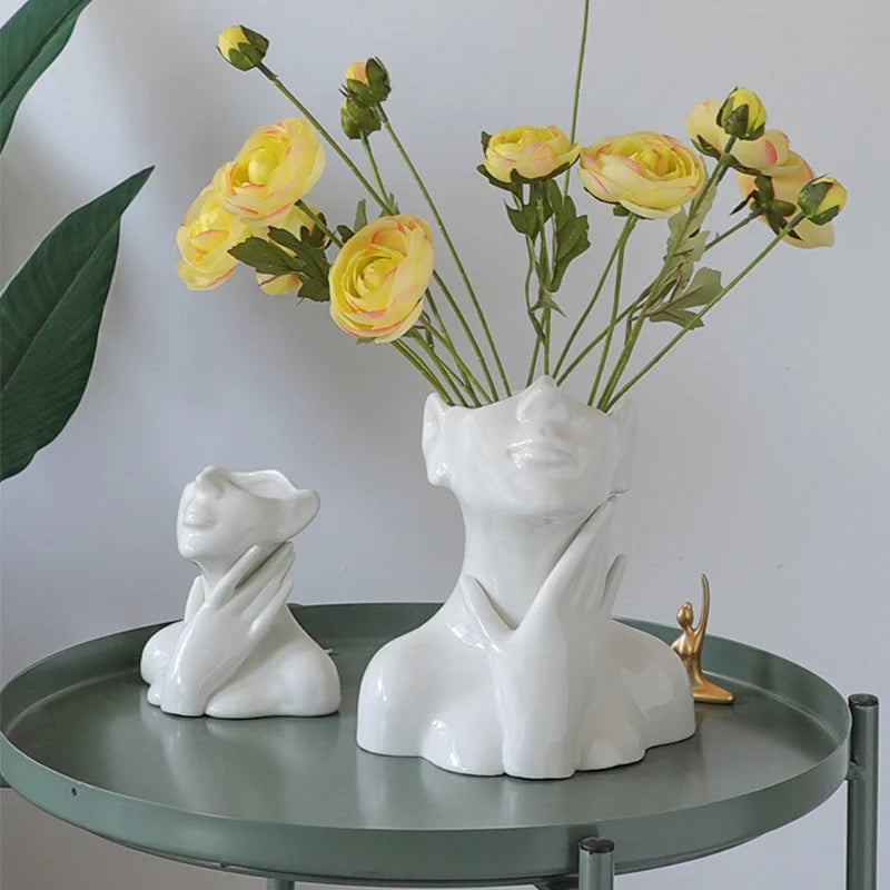 Nordic Portable Vase White Ceramic Flower Vase