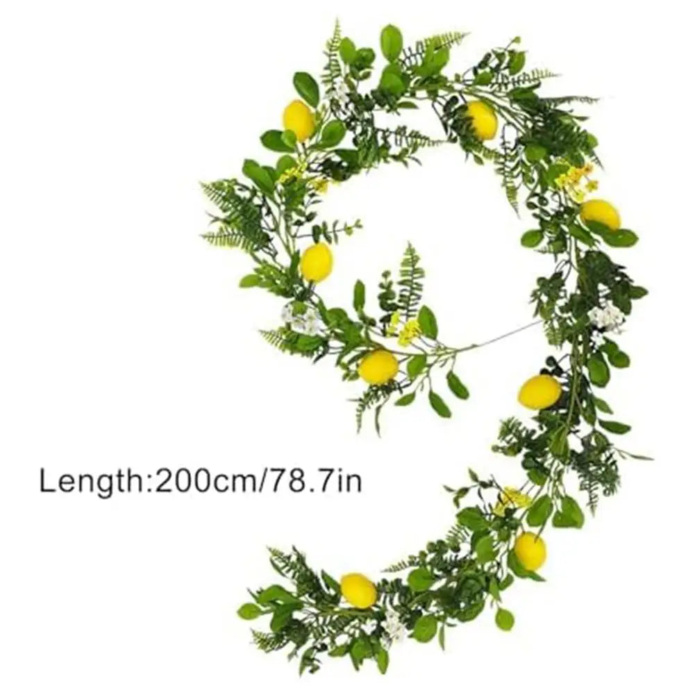 Lemon Garland Fake Hanging Lemon Rattan Flowers With Eucalyptus Leaves