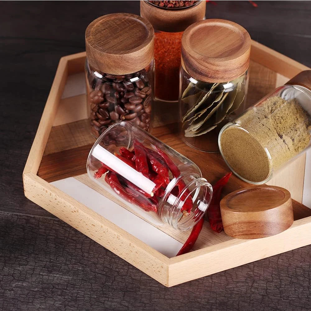 6Pcs Small Glass Spice Jars ,High Sealing Threaded Mouth