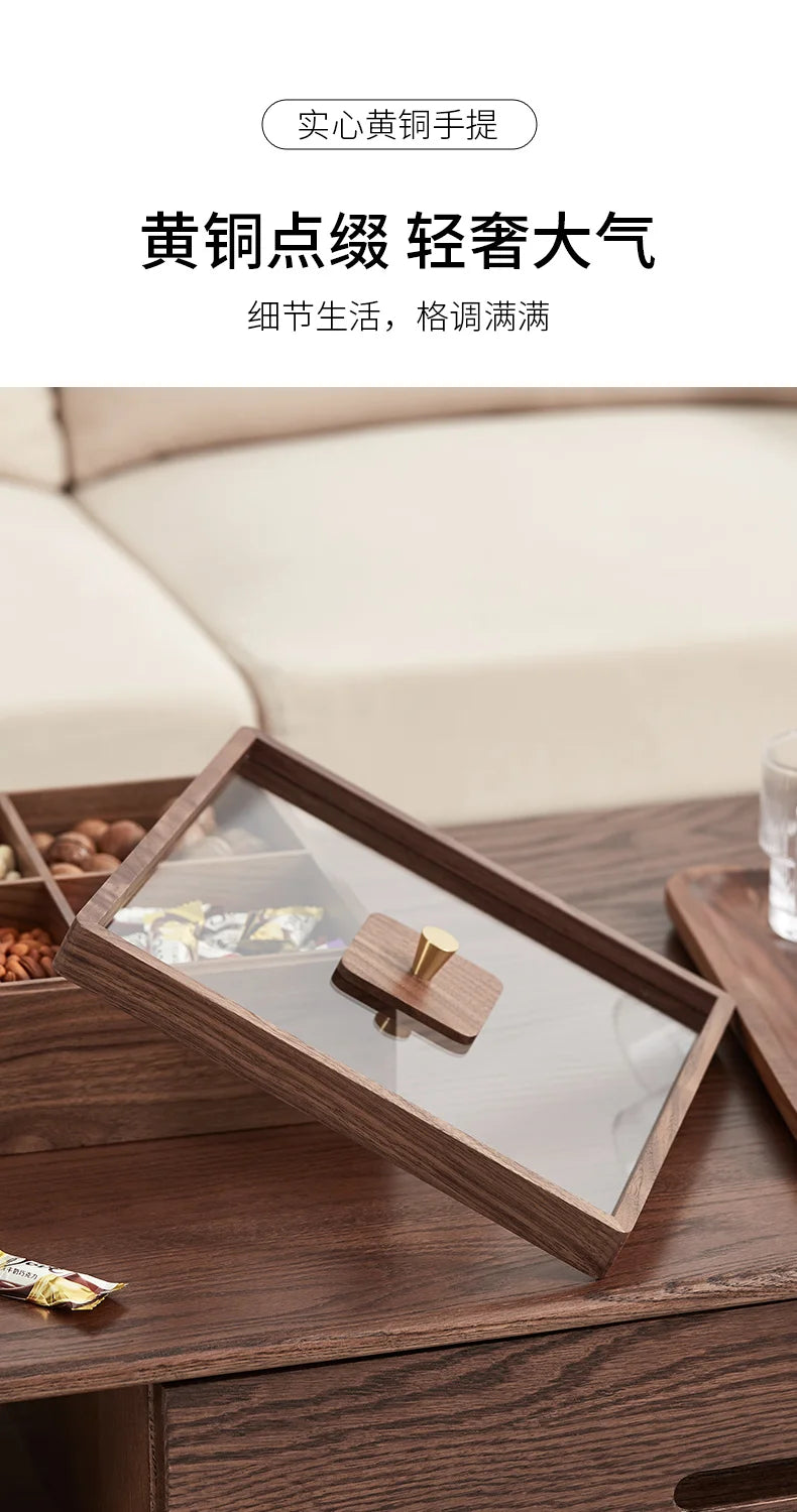 Premium Light Luxury Walnut Snack Storage Box