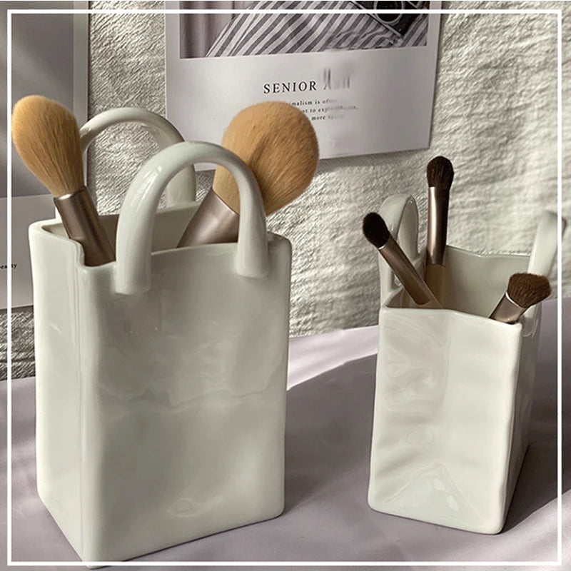 Nordic Portable Vase White Ceramic Flower Vase
