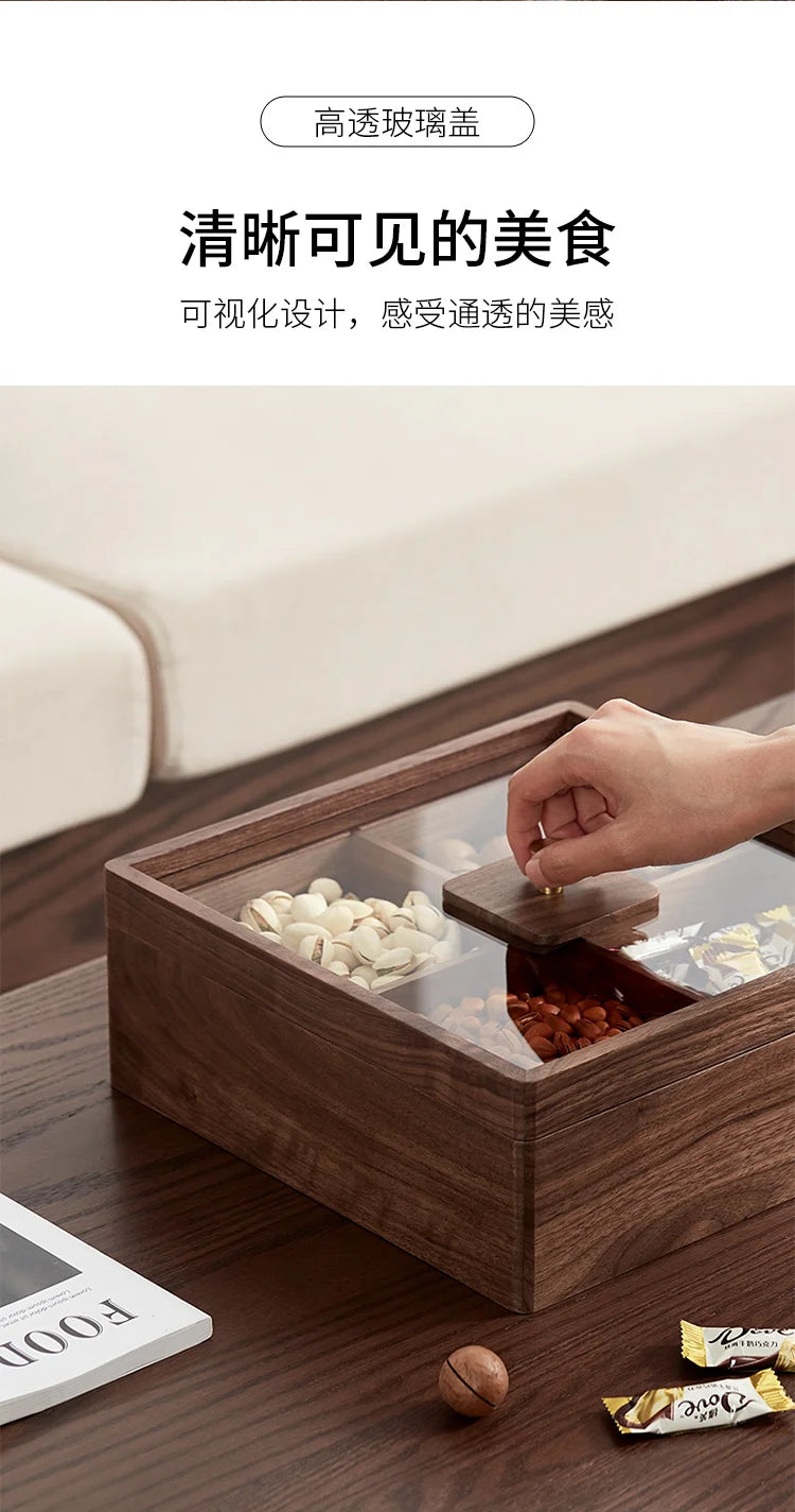 Premium Light Luxury Walnut Snack Storage Box