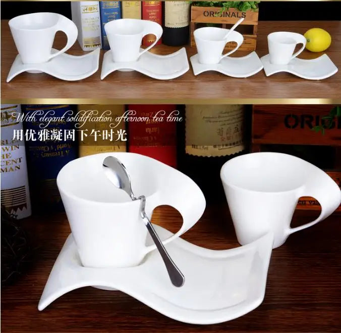 Espresso Coffee Cup European Ceramic Mug with Spoon and Cup Holder