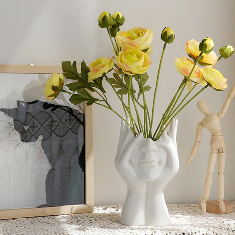 Nordic Portable Vase White Ceramic Flower Vase