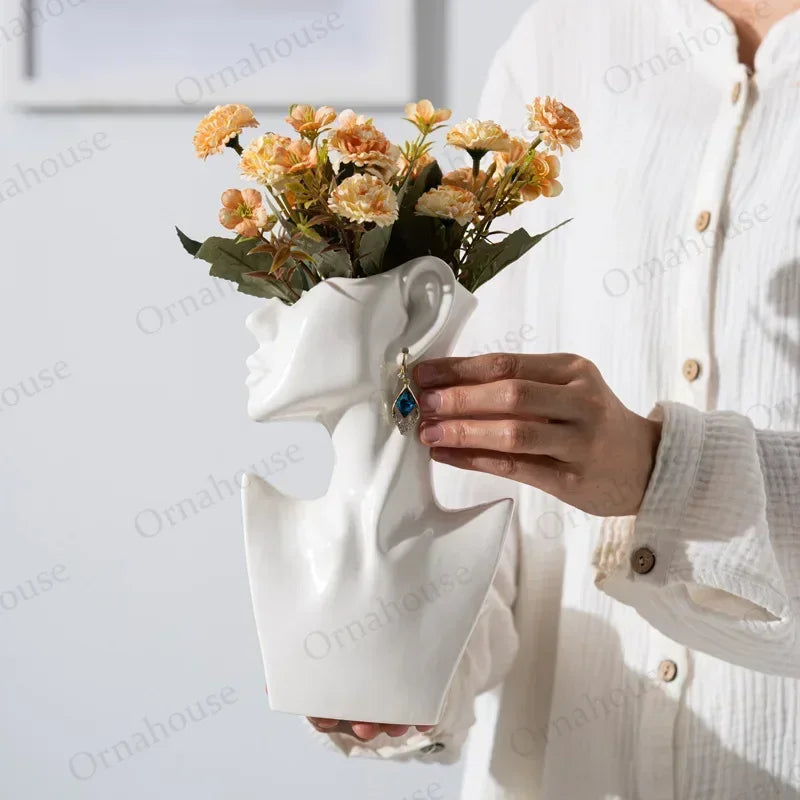 Modern Ceramic Abstract Side Face Vase