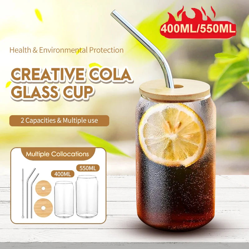 6pcs Set Glass Cup With Lid