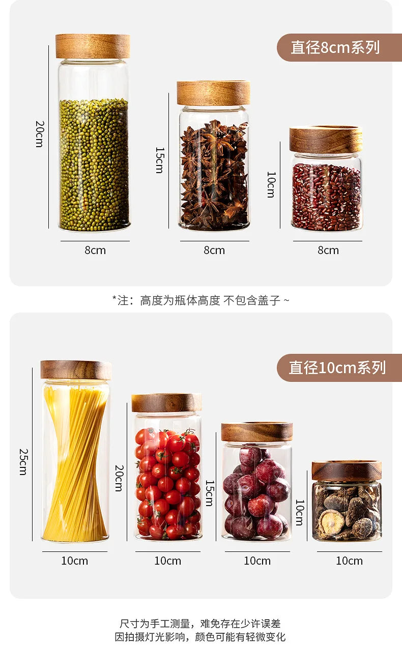 Acacia Wood Glass Storage Jar