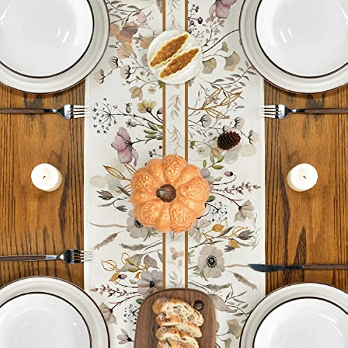 Floral Linen Table Runners Thanksgiving