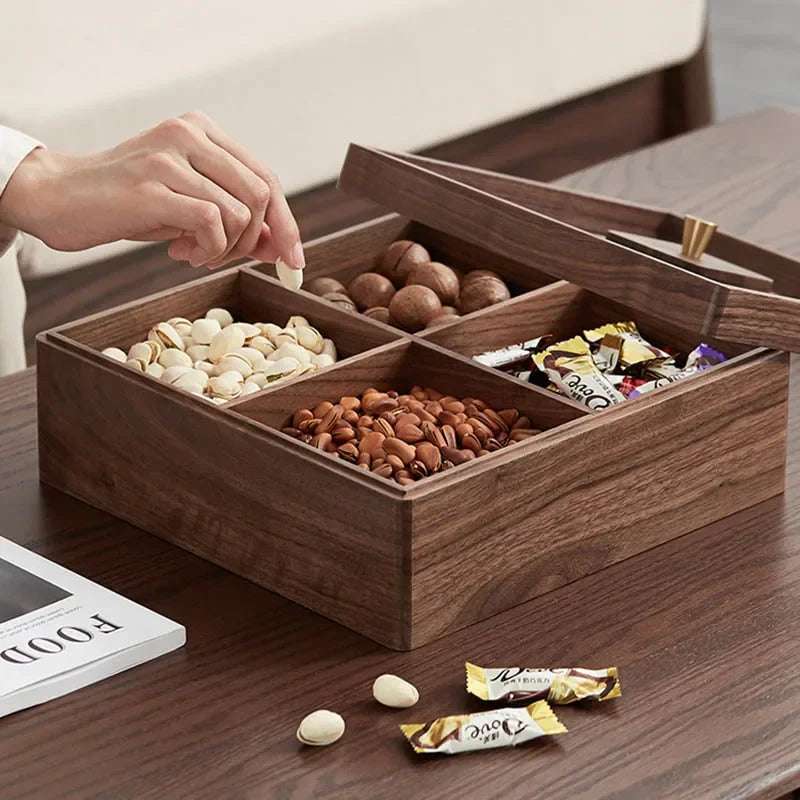 Premium Light Luxury Walnut Snack Storage Box
