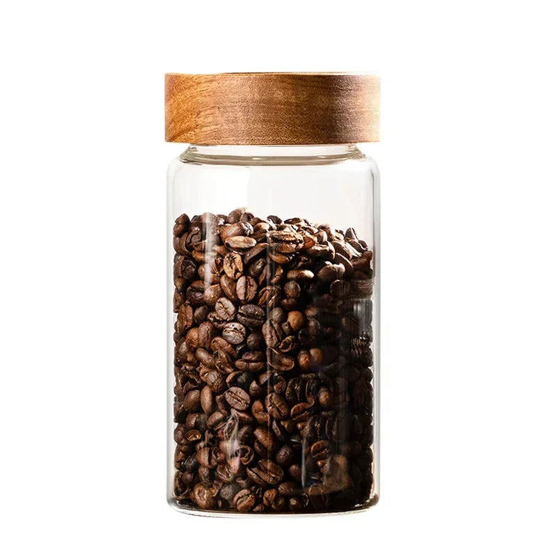Acacia Wood Glass Storage Jar