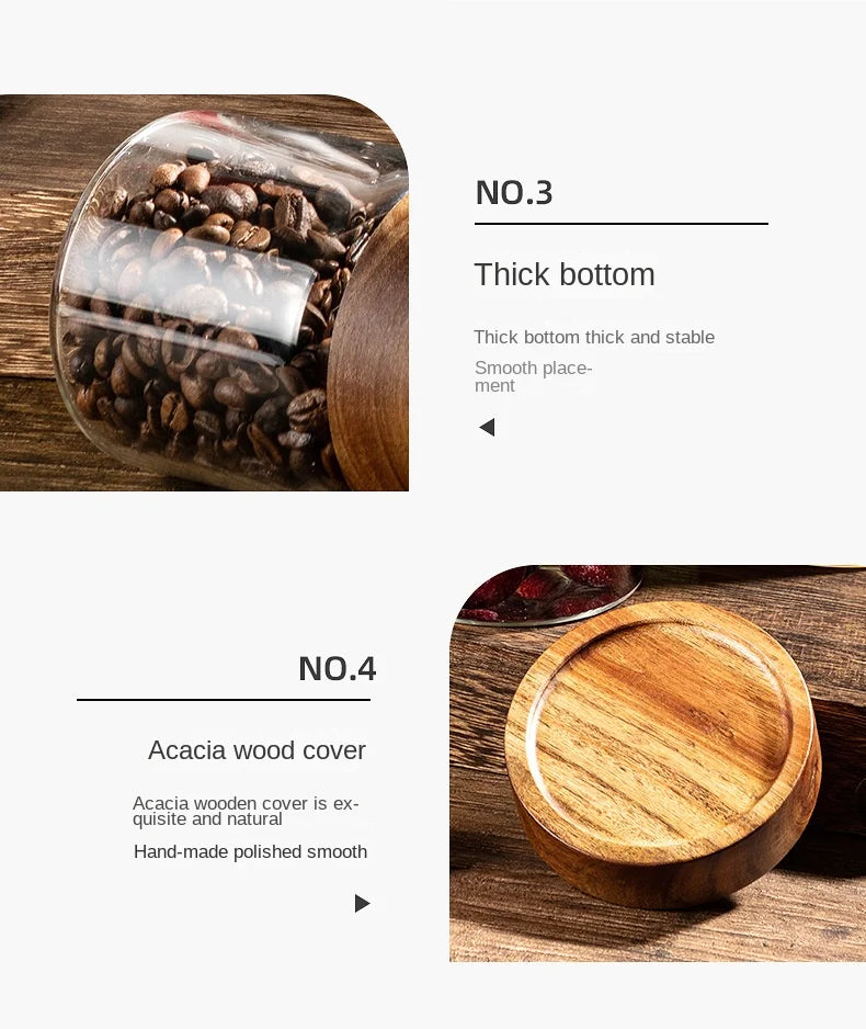 Acacia Wood Glass Storage Jar