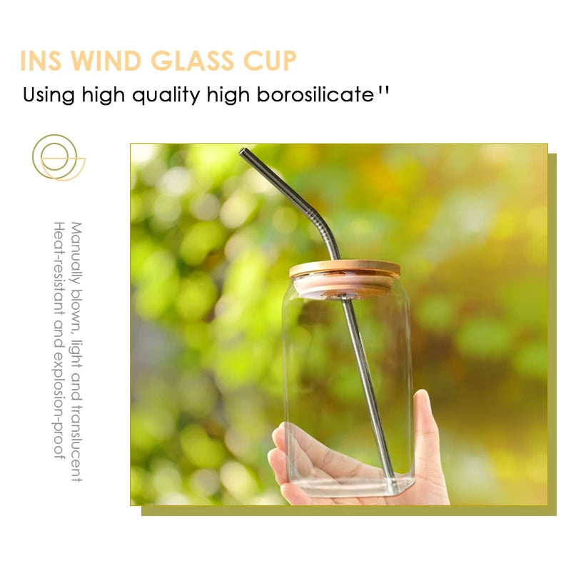 6pcs Set Glass Cup With Lid