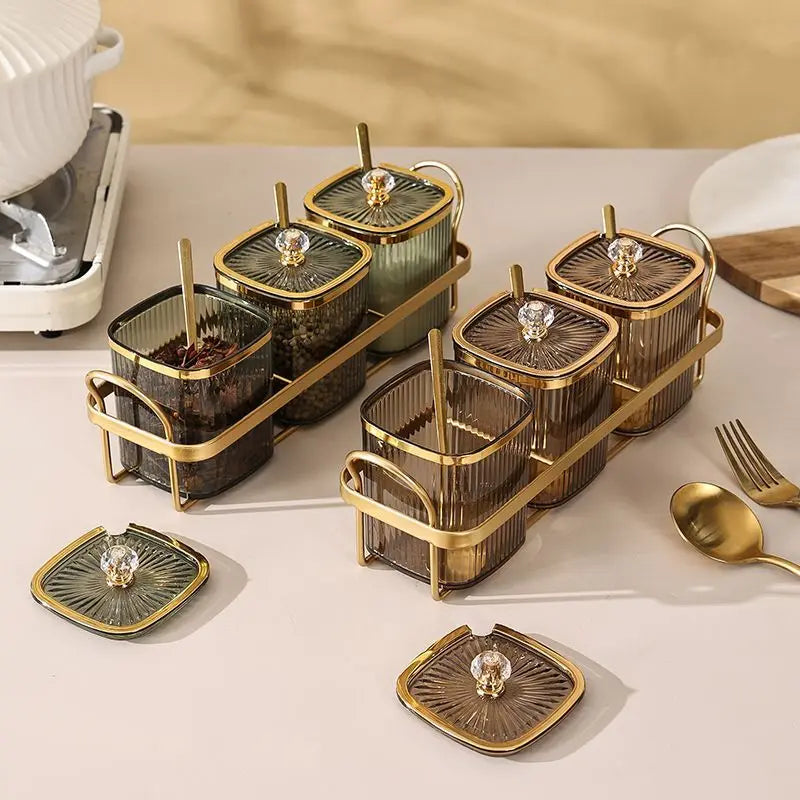 Creative Transparent Stripe Kitchen Spice Jars