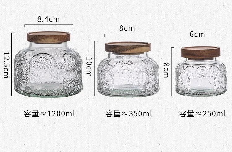 Vintage Begonia Pattern Glass Sealed Jar