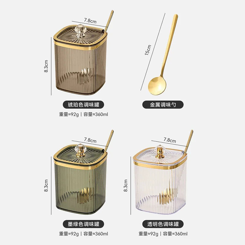 Creative Transparent Stripe Kitchen Spice Jars