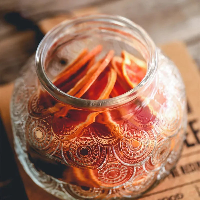 Glass Storage Jar of Crabapple Flower Clear Candy Box