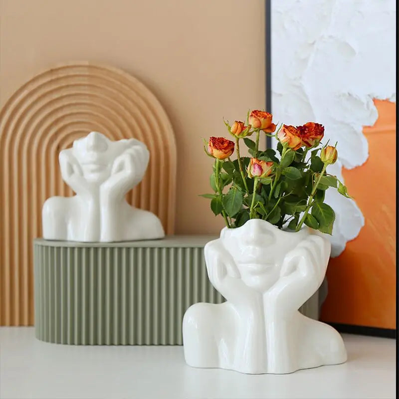 Nordic Portable Vase White Ceramic Flower Vase