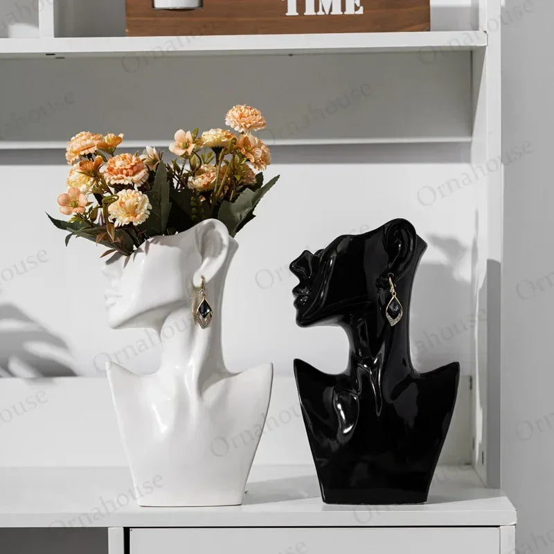 Modern Ceramic Abstract Side Face Vase