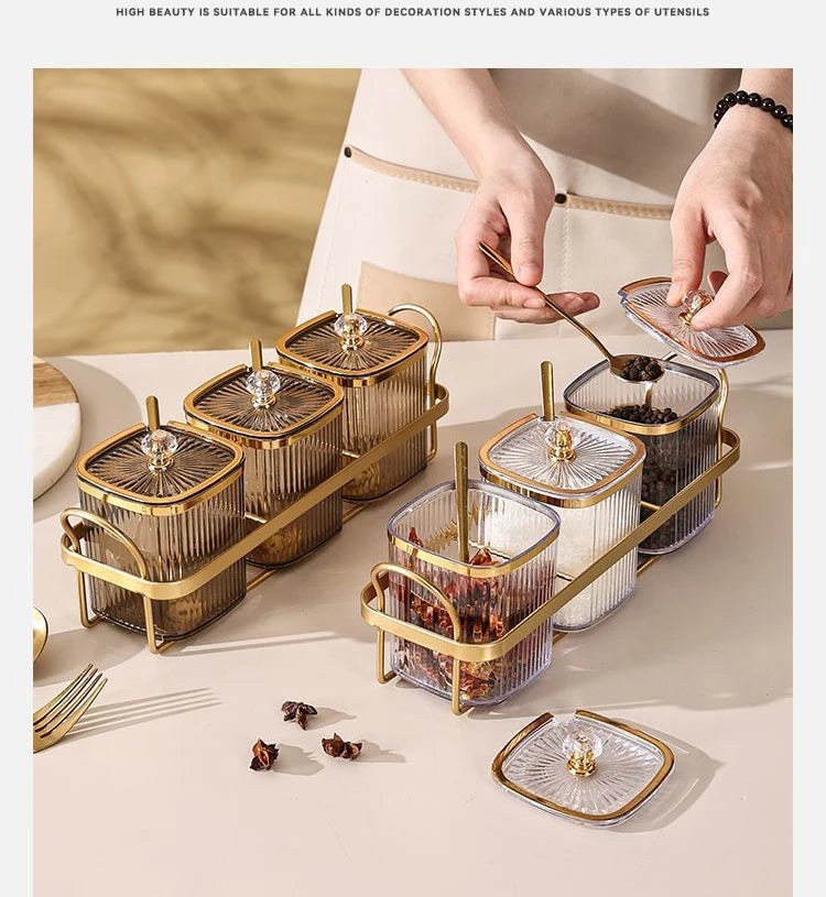 Creative Transparent Stripe Kitchen Spice Jars