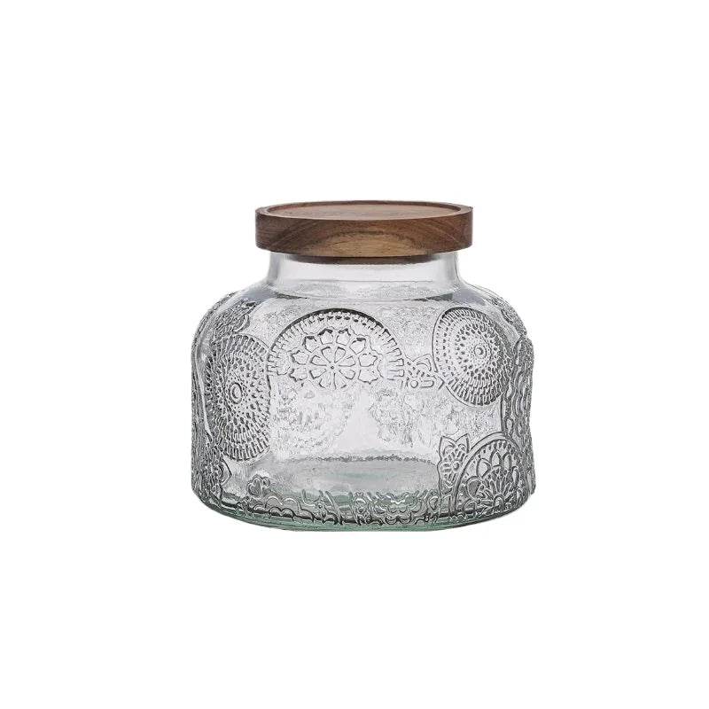 Vintage Begonia Pattern Glass Sealed Jar