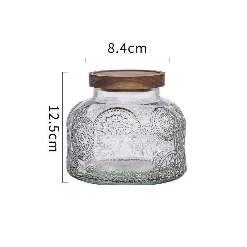Vintage Begonia Pattern Glass Sealed Jar