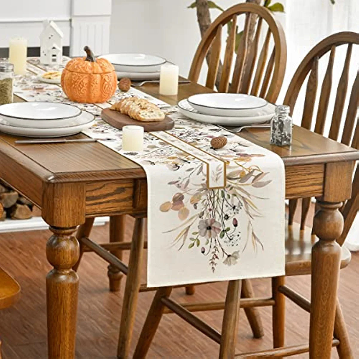 Floral Linen Table Runners Thanksgiving