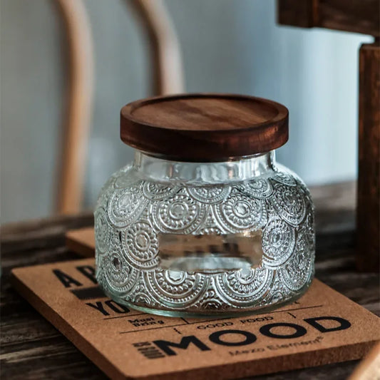 Glass Storage Jar of Crabapple Flower Clear Candy Box