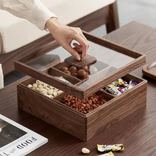 Premium Light Luxury Walnut Snack Storage Box