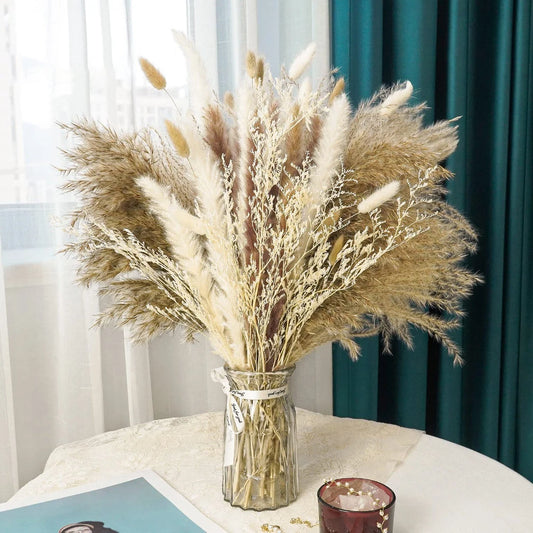 Pampas Grass Decor Bouquet Natural Fluffy Dried Flowers