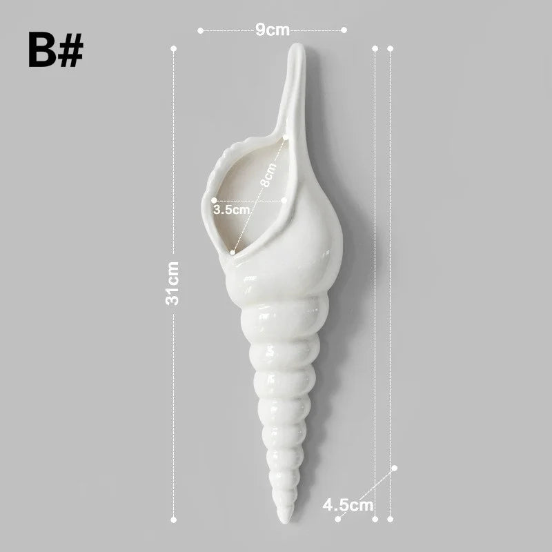 1Pc Amagogo Modern White Ceramic Sea Shell Conch Flower Vase