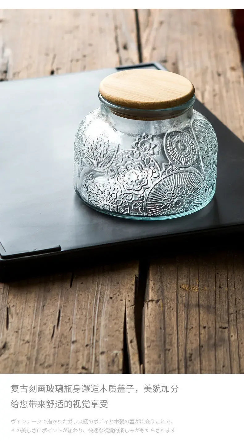 Glass Storage Jar of Crabapple Flower Clear Candy Box