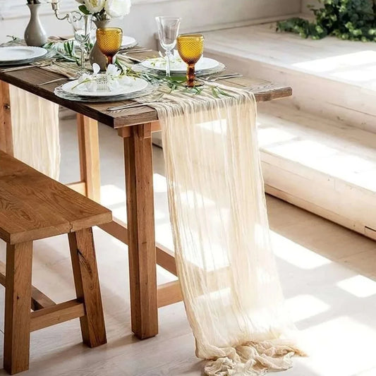 Semi-Sheer Gauze Table Runner Sage Cheesecloth