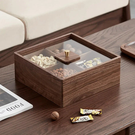 Premium Light Luxury Walnut Snack Storage Box