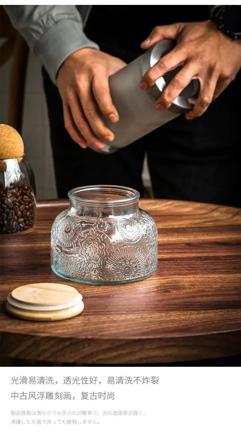 Glass Storage Jar of Crabapple Flower Clear Candy Box