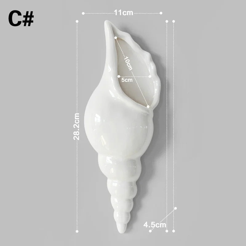 1Pc Amagogo Modern White Ceramic Sea Shell Conch Flower Vase