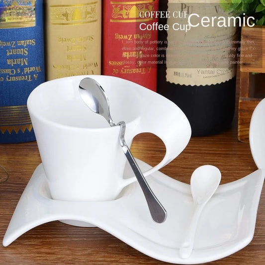 Espresso Coffee Cup European Ceramic Mug with Spoon and Cup Holder