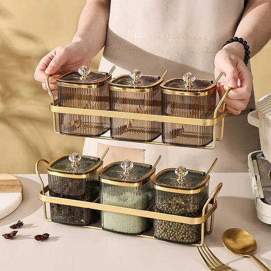 Creative Transparent Stripe Kitchen Spice Jars