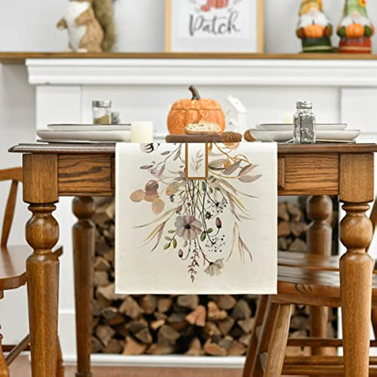 Floral Linen Table Runners Thanksgiving