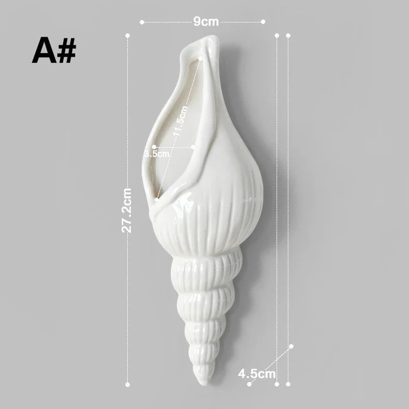 1Pc Amagogo Modern White Ceramic Sea Shell Conch Flower Vase