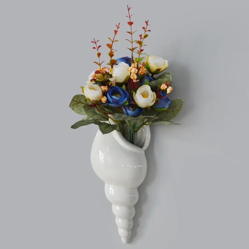 1Pc Amagogo Modern White Ceramic Sea Shell Conch Flower Vase